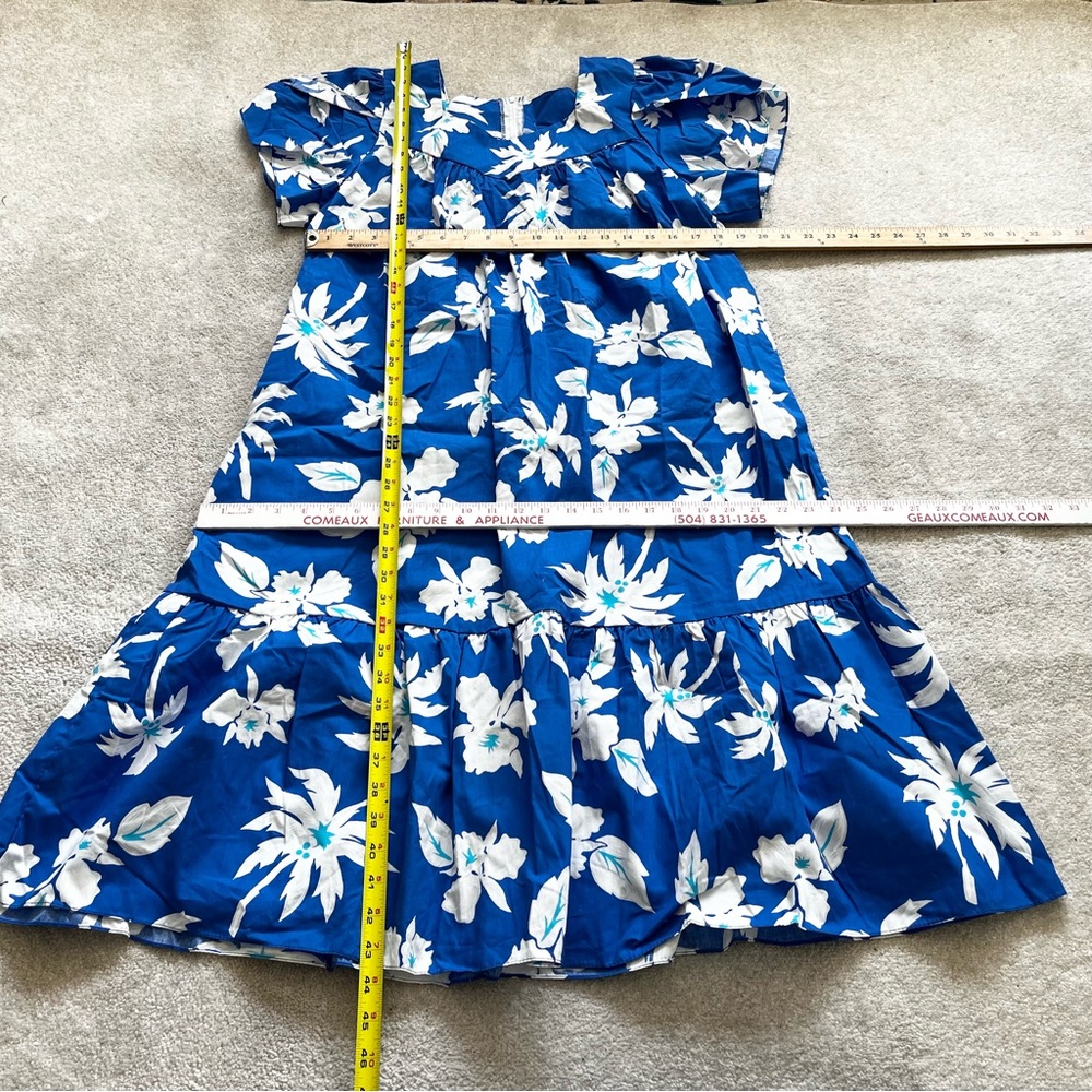 ROYAL HAWAIIAN CREATIONS Blue Floral Long Maxi Dress Mumu Size Large Vacation - Picture 7 of 8